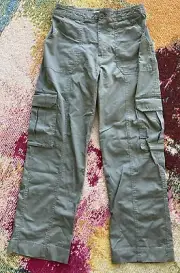 NWT Abercrombie & Fitch Army Green Cargo Pants Womens 27S Short Cotton MSRP $90