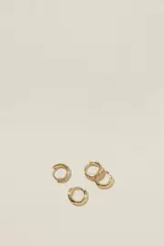 [Rubi] Rubi - Waterproof 2Pk Small Earring - Gold plated fine diamante OS GOLD PLATED FINE DIAMANTE