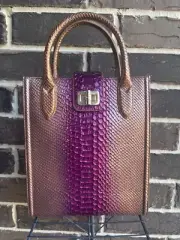 NWT $315 Brahmin Moira Pomegranate Harkness Tote purple bronze