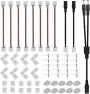 Binxind 1Set 2 Pin LED Connector Kit 2 Way DC Jack Splitter Plastic for 8Mm 2Pin 2835 LED Strip