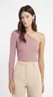 Kookai Dark Mauve Size 1(38)/ 10aus Ribbed Crop Top Bnwt