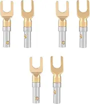 Gold Plated Banana U Fork Y Spade Plug Speaker Wire Connector Screw Type Solder- 6 PCS