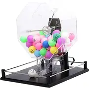 Professional Bingo Game Set, Manual Lottery Shaker Selector, Including Acrylic Bingo Cage, 1.6-Inch Ping Pong Style Bingo Balls-50 Pcs, Ideal for Large Groups, Parties (B)