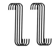 Extra Large 12 inch S Hooks for Hanging,S Shaped Hook Heavy Duty,Black Long S...