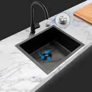 ACA Hand Free Drain Control Single Bowl Kitchen Laundry Sink 44x44cm Nano Black