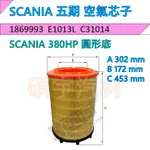 空氣芯子 SCANIA 五期  1869993 HENGST-E1013L MANN-C31014 碩宇汽材