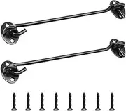 Yosawa 2 Pack 8 Inch Privacy Hook and Eye Latch，Black Barn Door Lock Gate Latch Stainless Steel Gate Lock Cabin Hooks with Screws for Gate Shutters Window Slide Barn Shed Cabinet Bathroom(200MM/FG)