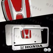 For HONDA ACCORD CIVIC Stainless Steel License Plate Frame + Caps - Front & Back (for: Honda Civic)