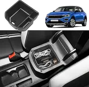 [Coleya] Centre Console Storage Box Compatible with VW T-ROC 2018-2024, T ROC Accessories Armrest Organiser, T-ROC Centre Armrest Glove Box with Non-Slip Mat (White)
