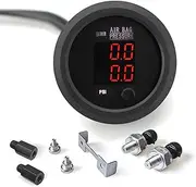 Dual Digital Display Air Pressure Gauge 2-1/16" (52mm) Air Suspension Gauge Kit 0-220 PSI 2PCS 1/8NPT Sensors with 1/4NPT Replacement Fittings for Air Suspension Systems Cars, Suvs and Trucks
