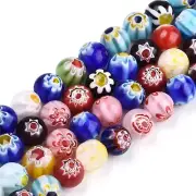 500Pcs 4Mm Tiny Millefiori Glass round Ball Beads Mixed Colors Mosaic Glass Spac