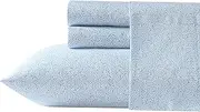 [Laura Ashley] Queen Sheet Set, Super Soft Cotton Sateen Bedding Set with Matching Shams, Oeko-Tex Certified (Little Vines Blue, Queen)