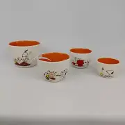 Set of 4 Rae Dunn Peanuts Snoopy Charlie Autumn Leaves Measuring Cups Ceramic