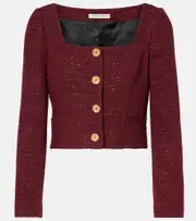 [Alessandra Rich] Alessandra Rich Sequined tweed jacket AU 12 burgundy