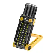 USB Rechargeable Dual Light Powerful LED Flashlight Zoomable Torch with Magnetic Bracket Outdoor Waterproof Camping Fish