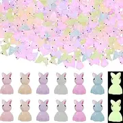 200 Pcs Mini Resin Luminous Rabbit 7 Color Miniature Rabbit Figurines Glow in The Dark Garden Miniature Bunny Figurines Luminous Mini Resin Bunny Resin Bunny Figures for DIY Craft Dollhouse Décor