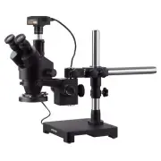 AmScope 7X-135X Trinocular Stereo Zoom Microscope Boom + Ring Light + 3MP Camera