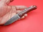 Random Damascus lock Back Folding knife Red Micarta Handle Leather Pouch A177