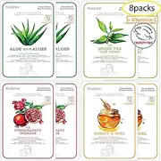 MEAROSA Facial Sheet Mask Korean SkinCare premium Quality Vitamin C Collagen Essence Sensitive skin(8 Sheet Variety pack)