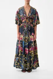TIE FRONT PUFF SLEEVE TOP ORNATE ON A PLATE