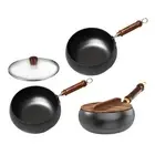 9.45inch Wok Pan Flat Bottom Wok No Coating Induction Cooker Gas Cookware Stir