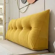 Sofa Slipcovers Large Triangular Wedge Cushion for Headboard Reading Lumbar Support Yellow 60x50x20cm