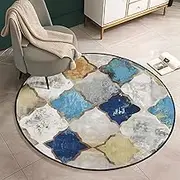 Vintage Round Rug Large Soft Touch Geometric Morocco Diamond Floor Mat Large Carpet for Living Room Bedroom Entryway, Round 150cm