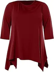 [Generic] Light T Shirts for Women Plus Size Tunic Top for Women 3/4 Sleeve Blouse Purple Gray 3X Clothes Swing Top Crewneck Maternity Loose Fitting Clothing Shirt Womens Chiffon Button Down Blouse