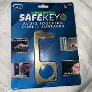 new! SAFEKEY real brass no touch surface key anti-microbial button pusher pull