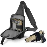 Premium Conceal Carry Sling Bag for Men with Quick Access Pull Tab and 4 Acce...