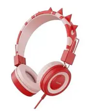 Dinosaur Kids Headphones with Microphone for School, Volume Limiter Red