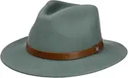 [BRIXTON] Jeremy Fedora Wool Felt Hat Men's Hat (58 cm - Dark Green), dark green
