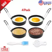 4 Pack Egg Round Rings 3.5" Cooking Rings for Frying Eggs Omelet Non Stick