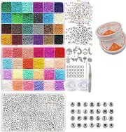 36600pcs Seed Beads for Jewelry Making Bracelets Making Kit 4mm Glass Seed Beads DIY Set Preppy Polymer Heishi Beads for Jewelry Making with DIY Art Craft Kit (Colorful)