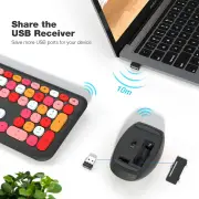 ANYMOB Bluetooth Keyboard And Mouse Combo Set Red Colorful Retro Design Portable Wireless Soft Touch Keys