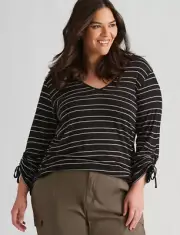 BNWT Size 26 AUTOGRAPH Ladies Black & White Stripe Knit Top