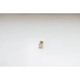 14K Six Prong Setting Piercing ( L SIZE) 六爪菱形鑽鎖珠耳環 (大) (前鎖款)