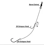 3x Running Snell Fishing Rigs on 40lb Leader Fishing Tackle Beak Hooks 2#+4/0