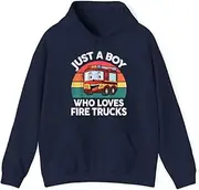 [X.Style] Just A Boy Who Loves Fire Trucks Firefighter Toddler ds034 Hoodie Navy XL