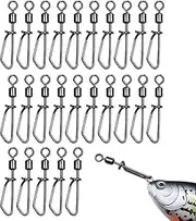 Fishing Snaps and Clips - 25 Piece Flexiblle Snap Kit, Smooth Fast Quick Clips | Black Nickel Plated Quick-Change Snaps, 360‑Degree Rotation Connector, Portable Heavy‑Duty Terminal Tackle