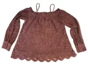 Anthropologie Lace Top Adult Women’s Small Pink Mauve Stretch Blouse NWT