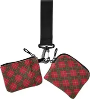[Amooorous] Red Green Vintage Christmas Floral Women's Dual Wallets Business Card Cases Thin Flat Change Purse Key Holder with Wristlet Strap for Ladies 2 Pcs, Red Green Vintage Christmas Floral, 1 size, Casual