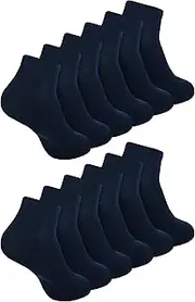 [Zaccai] Men's Ankle Socks Casual Lightweight Cotton Socks (6 Pairs), 6 Navy Blue, One Size