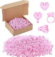 1000 Pcs Glue Rings for Eyelash Extensions Disposable Lash Rings Heart Shape Lash Glue Rings for Beauty Salons Lash Glue Holder Lash Fanning Glue Cups Eyelash Extension Supplies, Pink