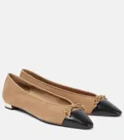 [Aquazzura] Aquazzura Gioia colorblocked suede ballet flats AU 7.5 brown
