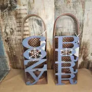 Rustic Metal Christmas Votive Candle Holders Punched Metal LOT 2 Vintage Cozy