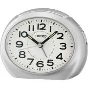 NEW Seiko Gilbert Bedside Table Alarm Clock, Silver, 12cm