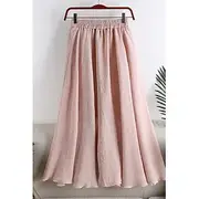 Women's Skirt Swing Fashion Maxi Mid Rise Skirts Plain Ruched Micro-elastic Vacation Street Black White Pink Blue Summer Cotton