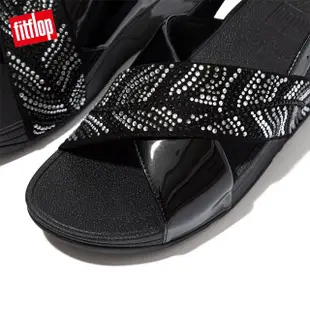 【FitFlop】LULU CRYSTAL FEATHER BACK-STRAP SANDALS 閃耀多色水鑽後帶涼鞋-女(靚黑色)