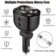 80W Car Charger QC 3.0 2 USB Ports 1 USB C with Separate Switch LED Voltmeter AU